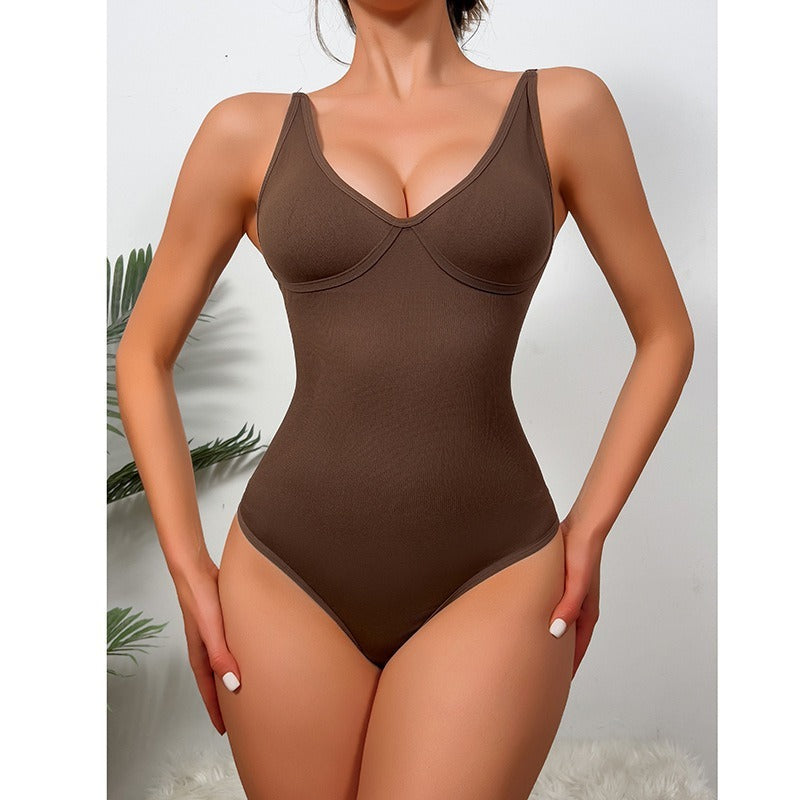 Deep V Seamless Waist-Cinching Bodysuit