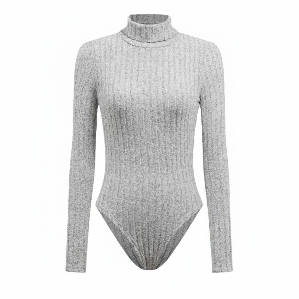 High-Neck Sculpt Knit Polyester Bodysuit