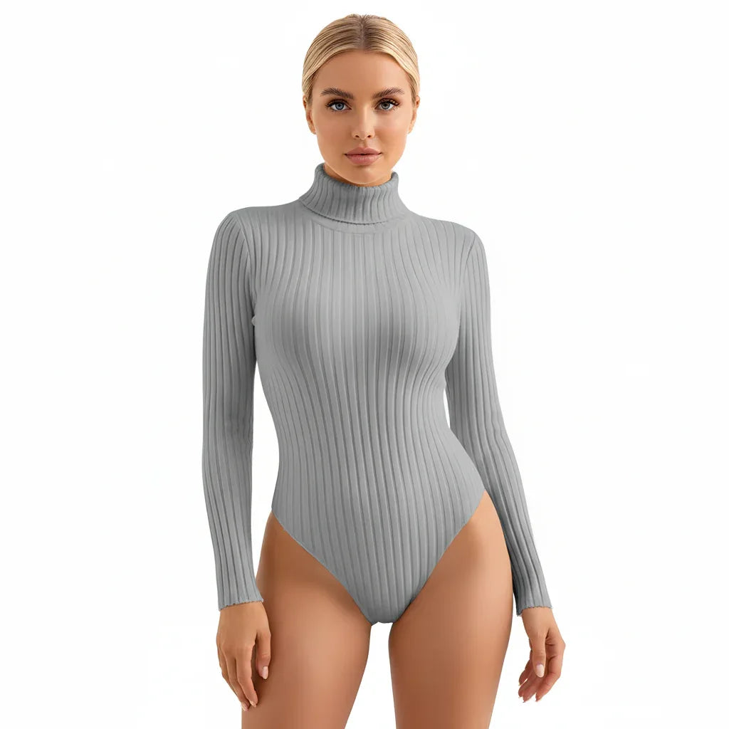 High Neck Sculpt Knit Polyester Bodysuit - Wshape