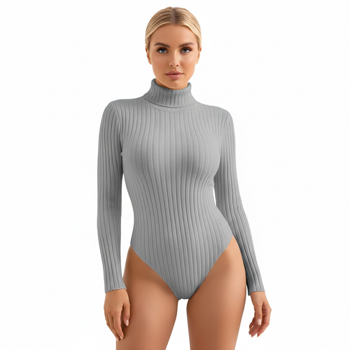 High-Neck Sculpt Knit Polyester Bodysuit