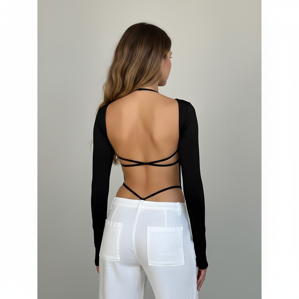 Sculpted Long-Sleeve Jumpsuit