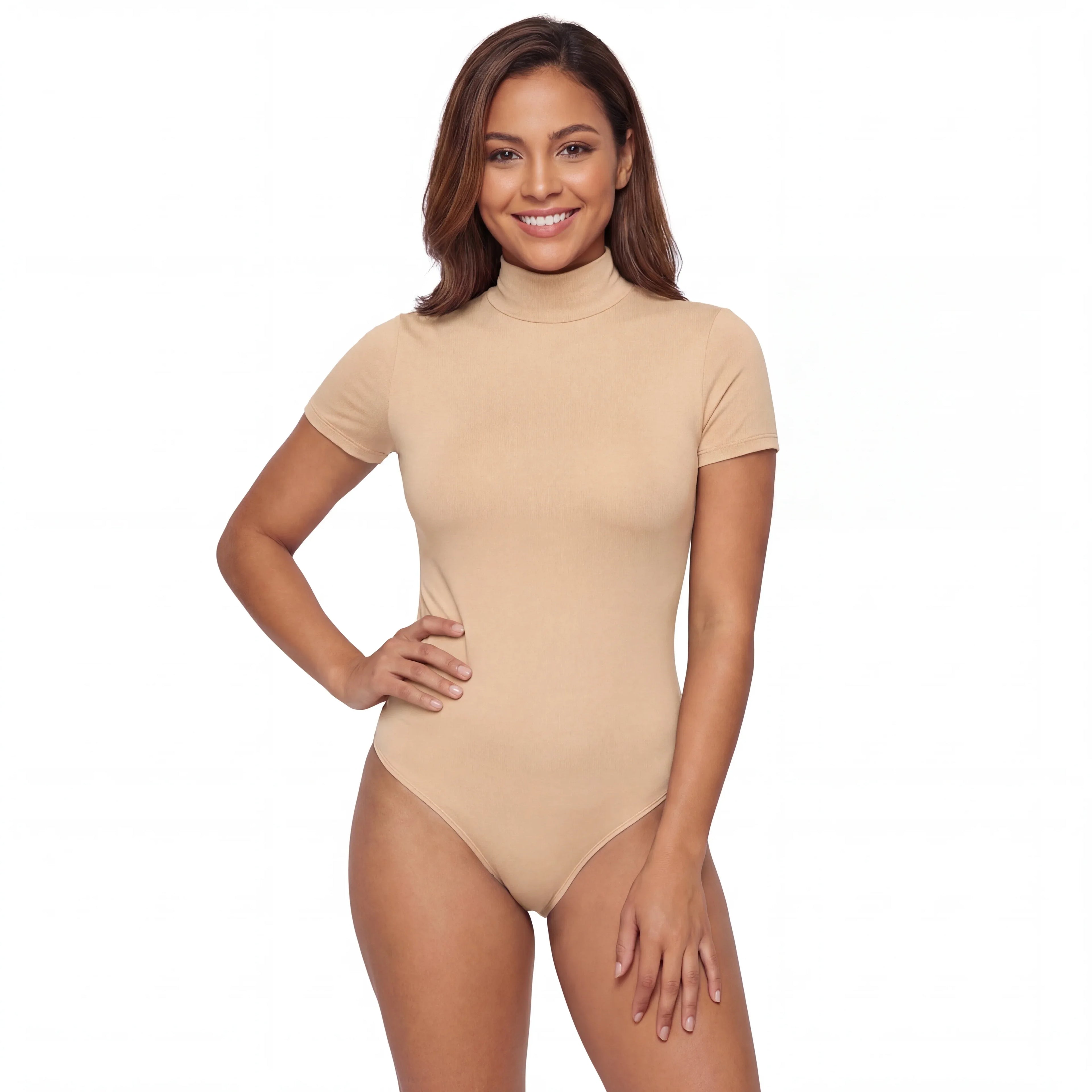 Turtleneck Short Sleeve Romper - Wshape