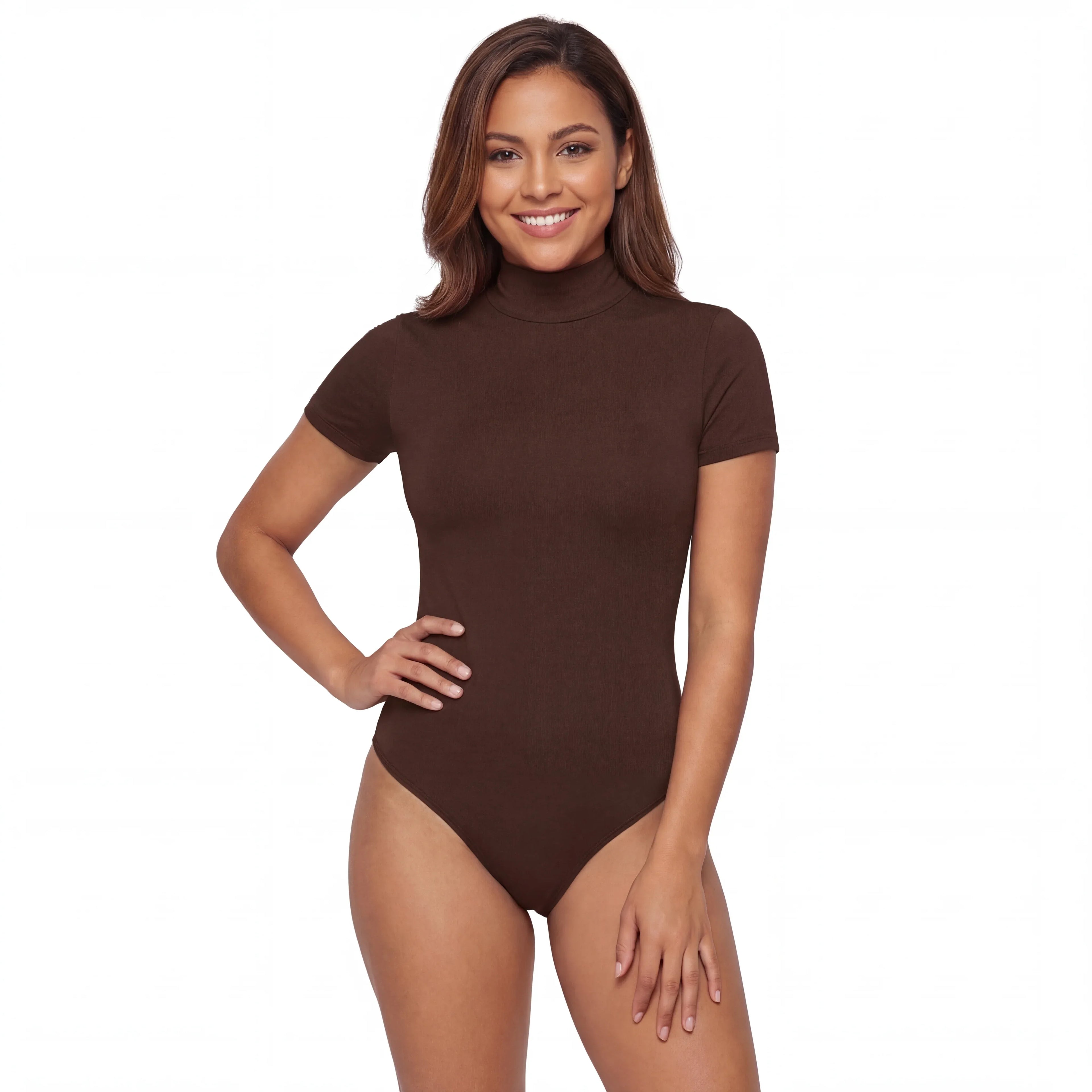 Turtleneck Short Sleeve Romper - Wshape