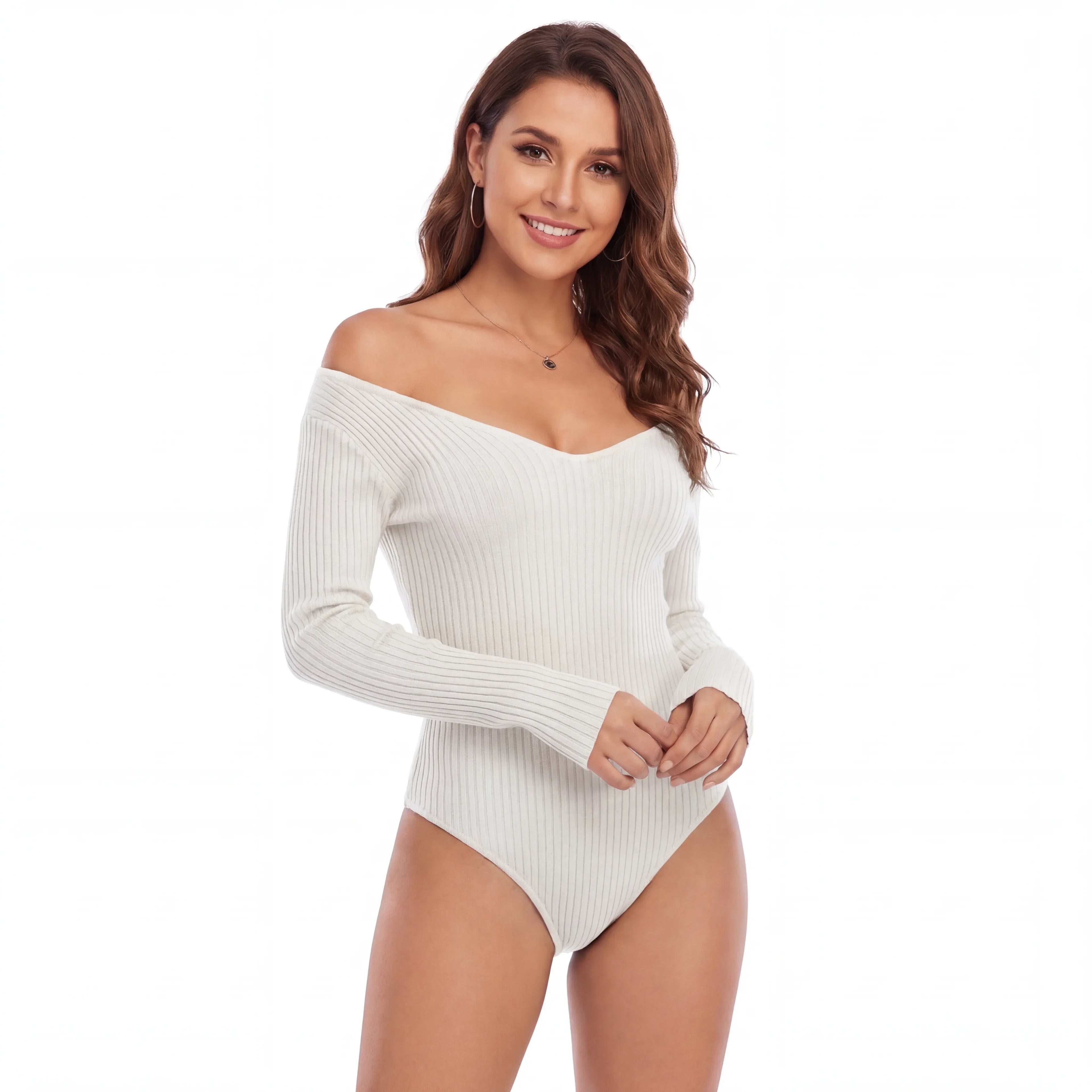 Soft Cotton Blend Long Sleeve Jumpsuit - Wshape